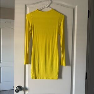 Naked Wardrobe Vibrant Yellow Long Sleeve Dress